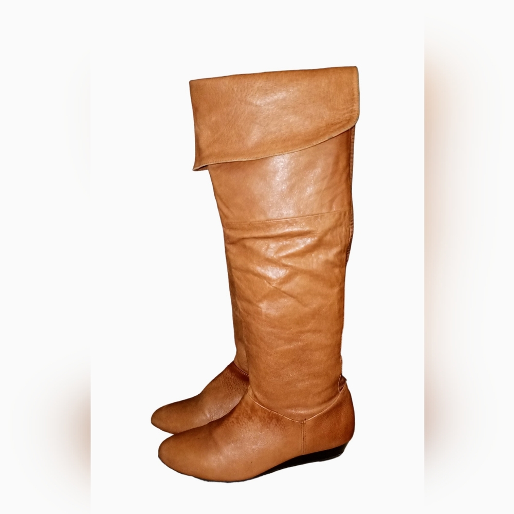 Baker's leather over the knee camel color flat boots